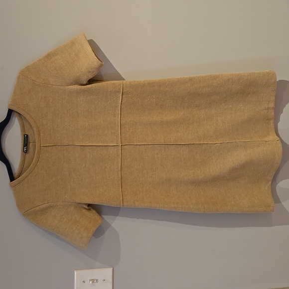 Zara Elegant Beige Short Sleeve Dress Size S - Picture 3 of 6